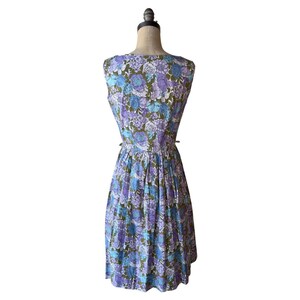 1950s purple and blue floral print sundress image 4