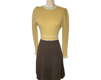 1970s knit color block dress