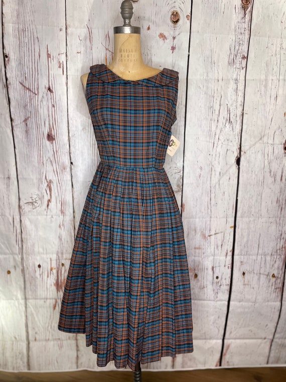1940s plaid print dress
