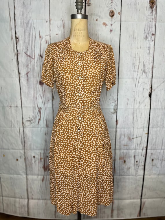 1940s Rayon Print Dress