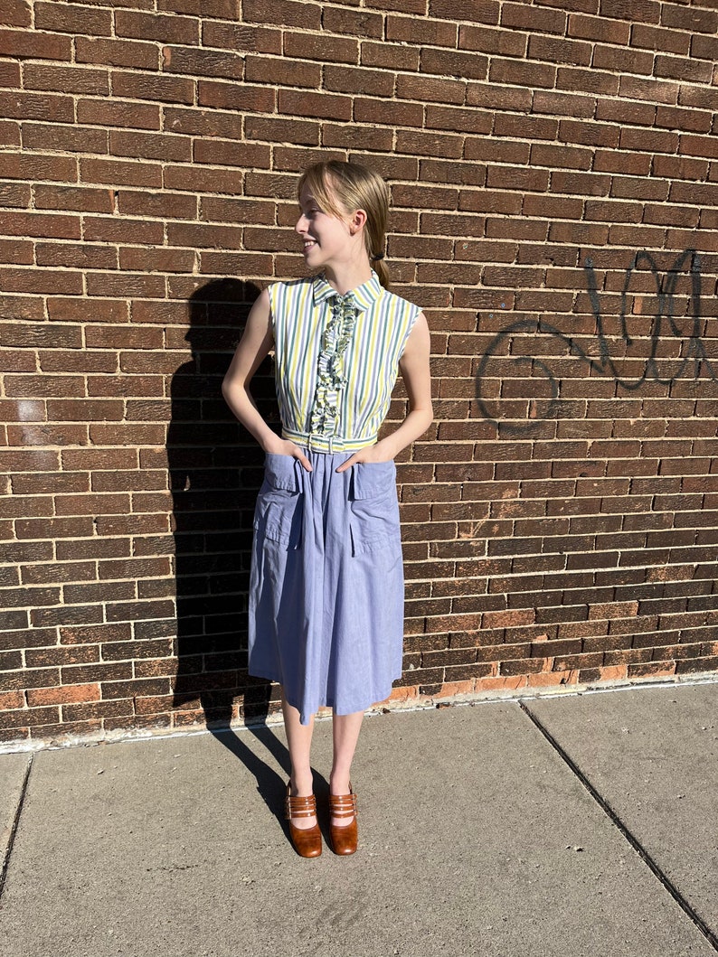 1940s Purple Striped Sundress image 4