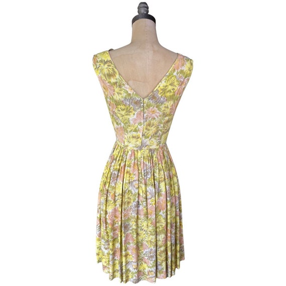 1950s yellow floral sundress with cowl neck - image 4