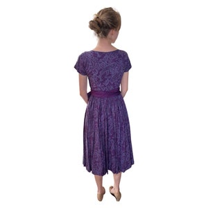 1940s Purple Paisley Print Dress image 4