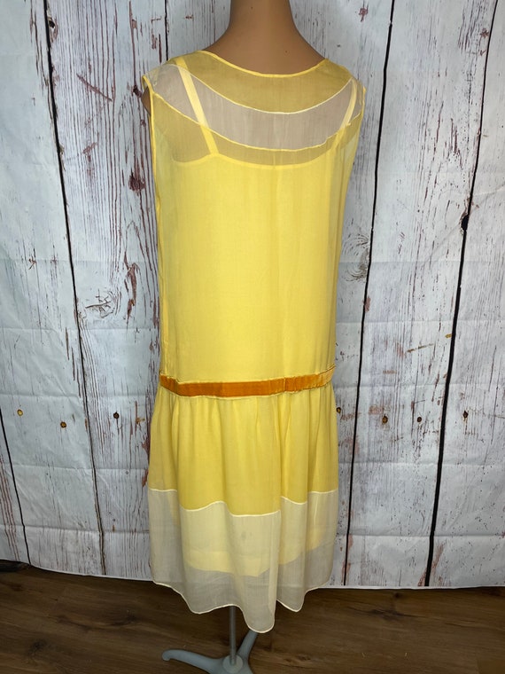 1920s Yellow Chiffon Flapper Dress - image 5