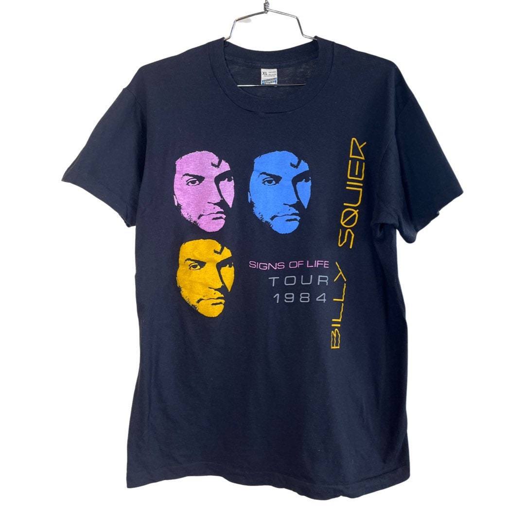 T-shirt Vintage Billy Squier Signs Of Life Tour 1984 - Taille L - Fabriqué USA