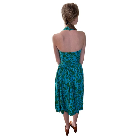 1950s blue and green halter dress - image 4