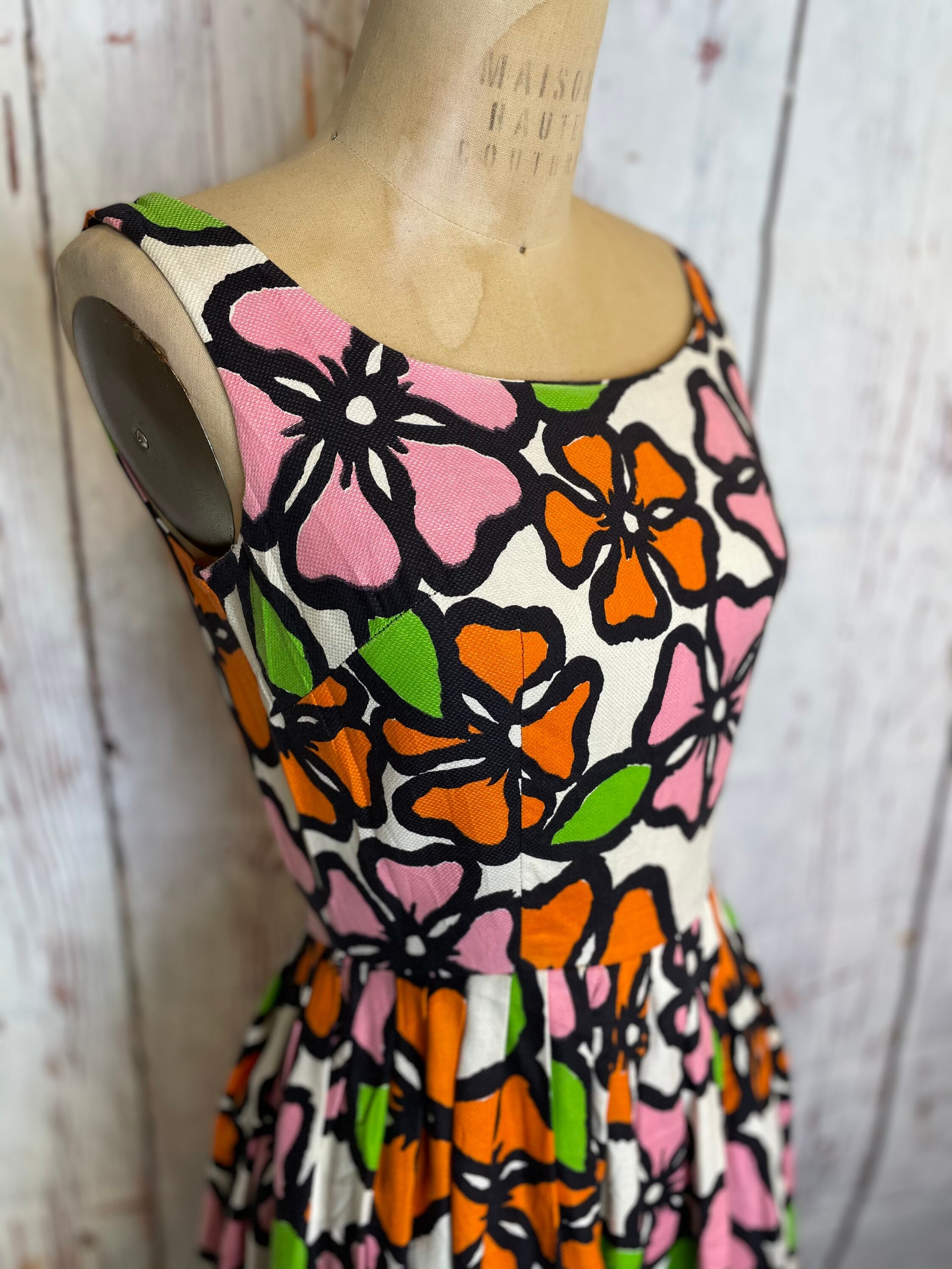 1950s Flower Print Dress - Etsy