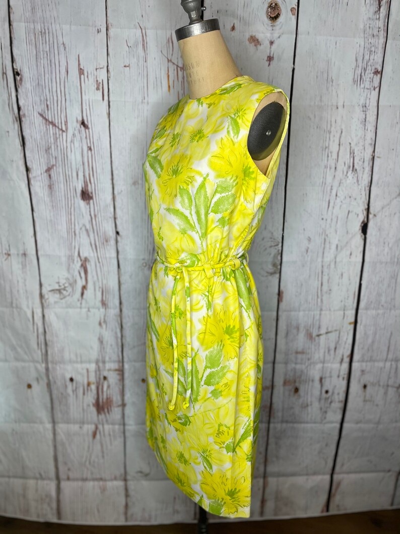 1950s yellow floral print dress image 2