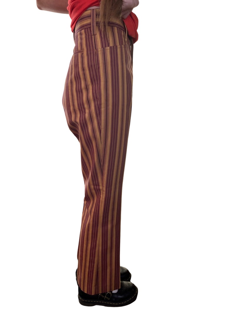 Deadstock 70s Burgundy and Gold Striped Pants image 3