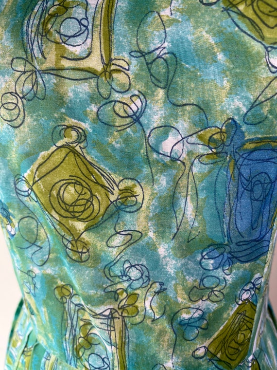 1950s green and blue print sundress - image 5