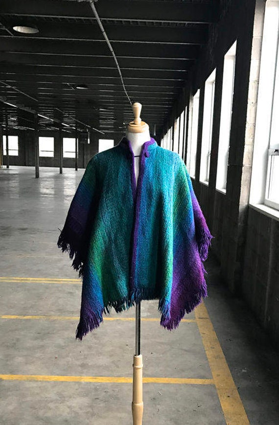 70s Ombre Wool Poncho