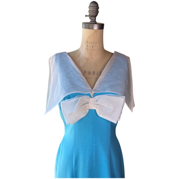 1960s Blue Linen Lilli Diamond Wiggle Dress - image 2