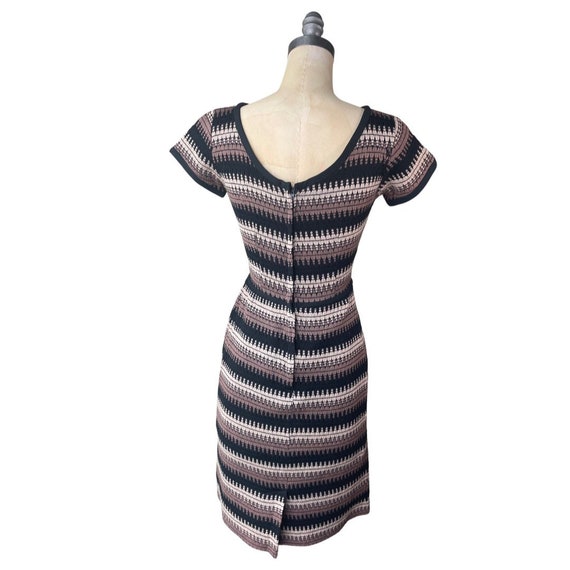 1950s brown and black knit striped wiggle dress - image 4