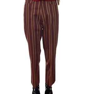 Deadstock 70s Burgundy and Gold Striped Pants image 1