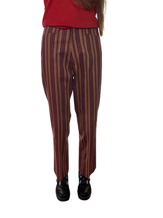 Deadstock 70s Burgundy and Gold Striped Pants