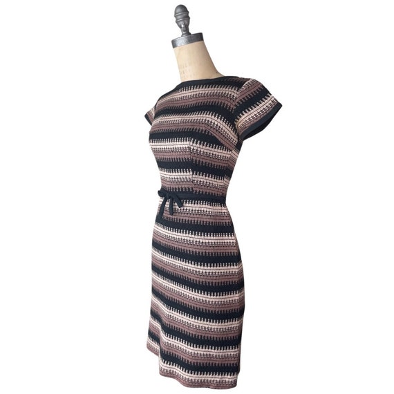 1950s brown and black knit striped wiggle dress - image 2