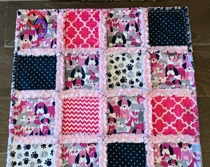 Baby Rag Quilt /baby Blanket /toddler Lovey/ New Puppy Gift/ Baby