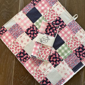 Cottage Floral Dish Drying Mat Set: Patchwork Kitchen Decor