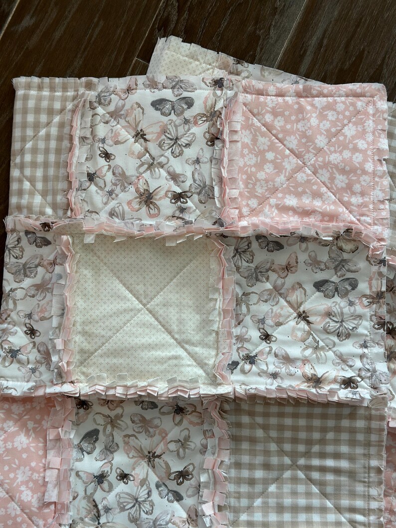 Handmade Butterfly Rag Quilt: Pink Blush Mauve Crib Blanket - Etsy