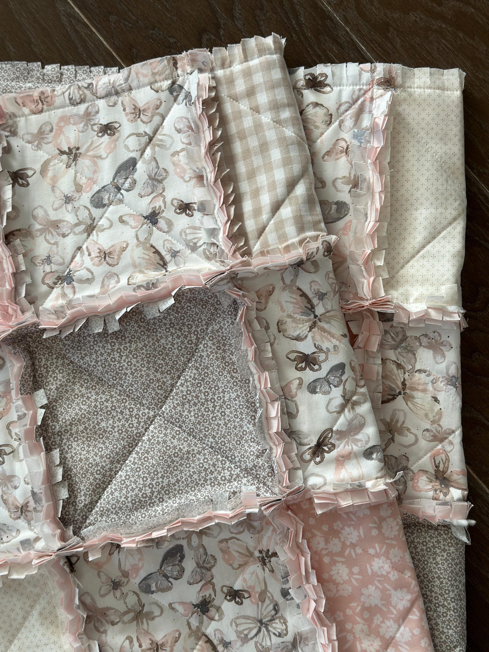 Handmade Butterfly Rag Quilt: Pink Blush Mauve Crib Blanket - Etsy