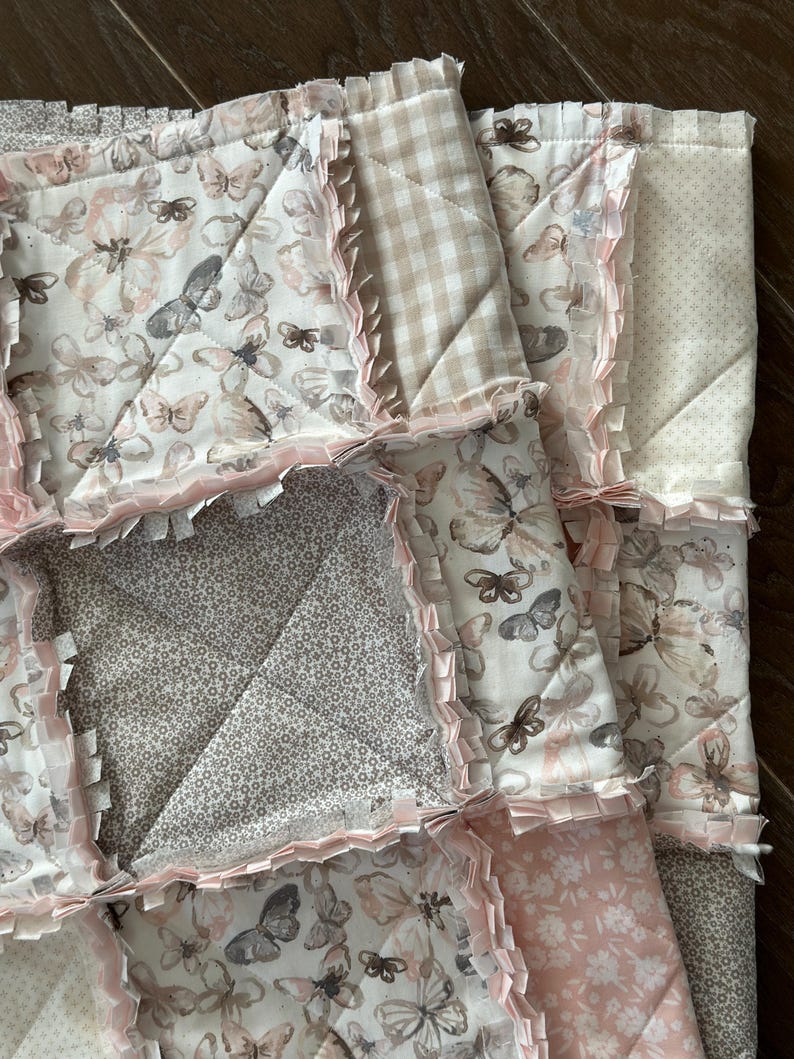 Handmade Butterfly Rag Quilt: Pink Blush Mauve Crib Blanket - Etsy