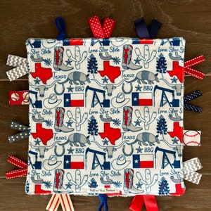 Baby Texas Crinkle Toy- Soft Lovey Minky Toy- Texas Minky Symbols- Crinkle Noise, Best Baby Shower Present, Baby Boy Baby Girl