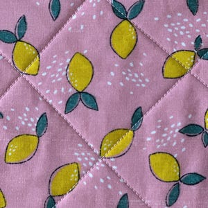 Lemon Dish Drying Mat Set: Blush Pink Cotton, Handmade