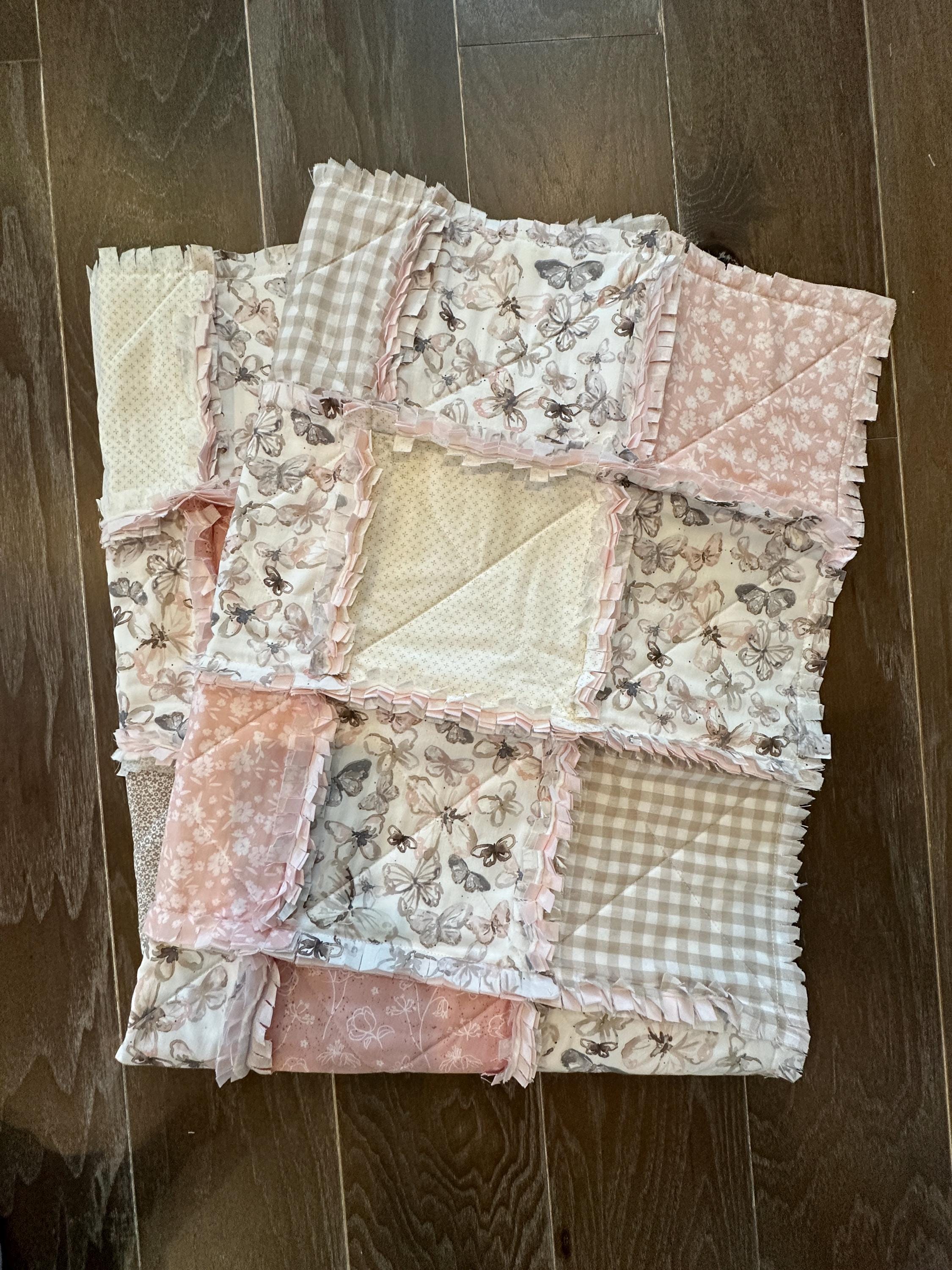 Handmade Butterfly Rag Quilt: Pink Blush Mauve Crib Blanket - Etsy