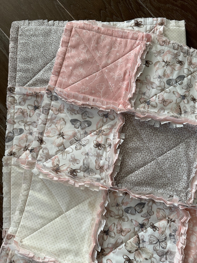 Handmade Butterfly Rag Quilt: Pink Blush Mauve Crib Blanket - Etsy