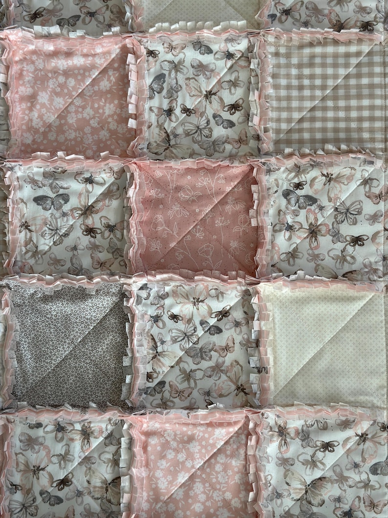 Handmade Butterfly Rag Quilt: Pink Blush Mauve Crib Blanket - Etsy