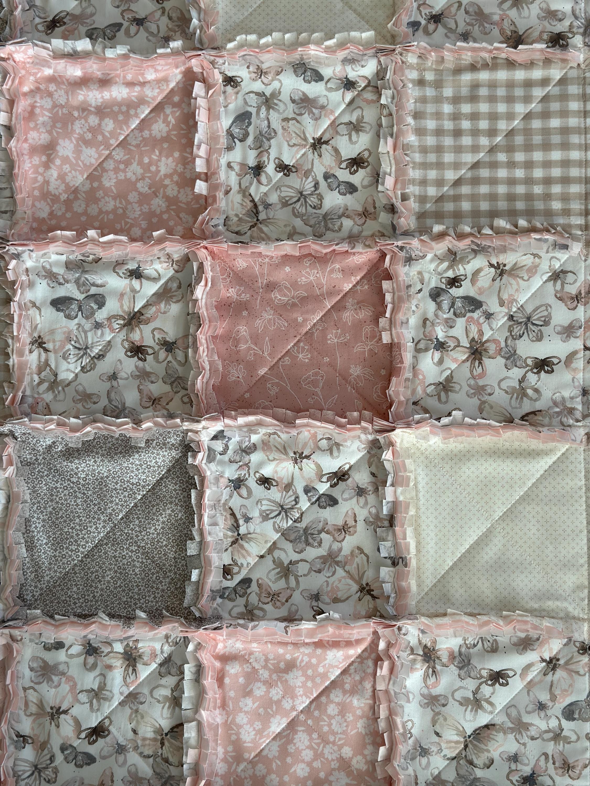 Pink Rag Quilts Handmade Butterfly Rag Quilt: Pink Blush Mauve Crib Blanket - Etsy