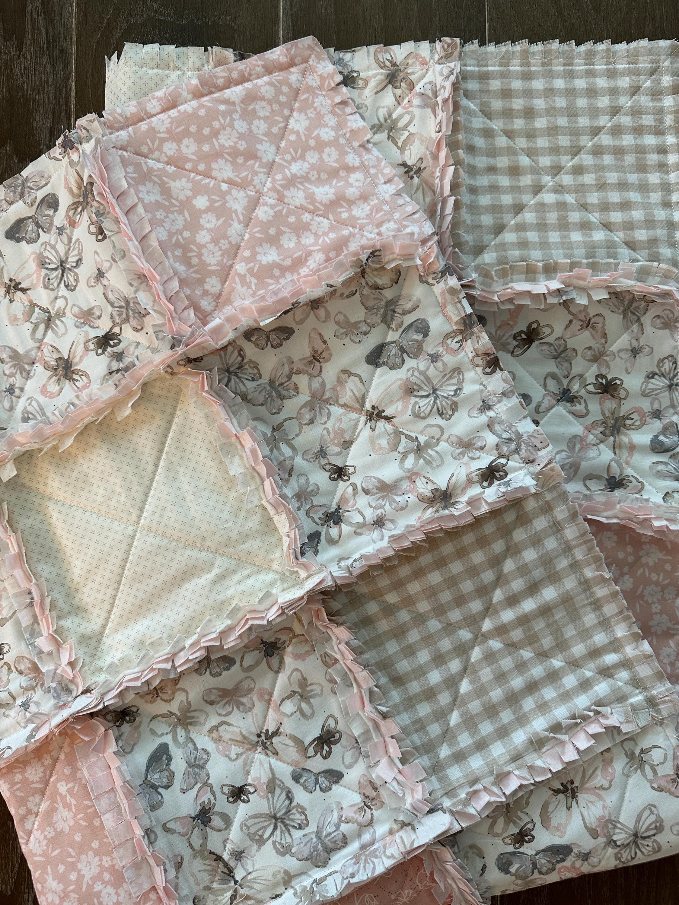 Pink Rag Quilts Handmade Butterfly Rag Quilt: Pink Blush Mauve Crib Blanket - Etsy