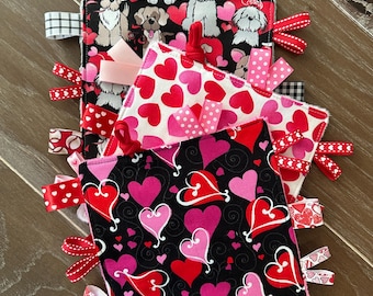 Valentine's Day Baby Crinkle Toy, Handmade Soft Baby Paci Lovie