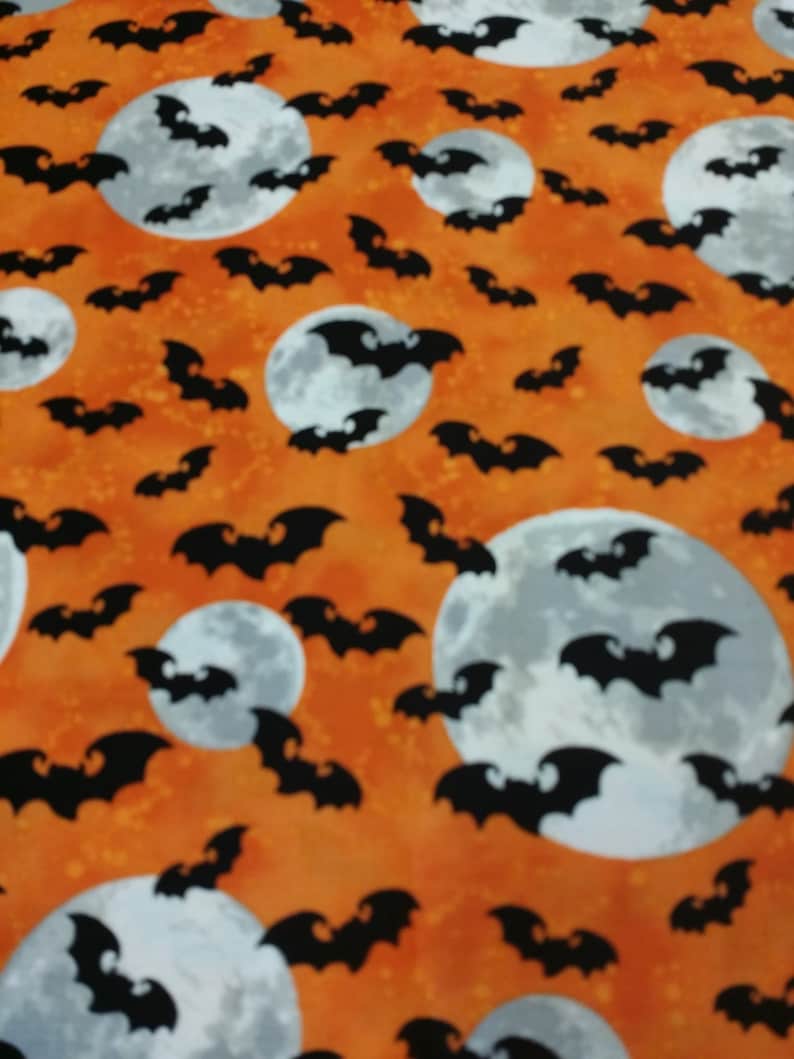 Halloween-Bandana-Dog-Cat-Scarf-Tie On-Bats-Full Moon-Paw Prints-Orange-Black-Party-Dog Clothes.