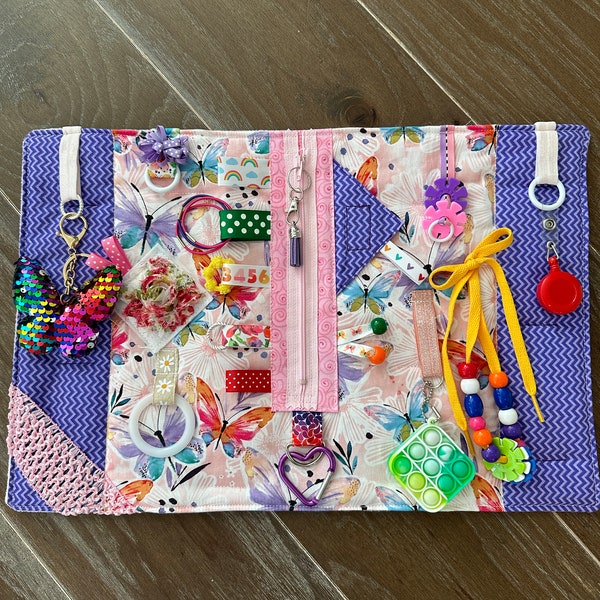 Butterfly Fidget Blanket, Purple Pink, Ready To Ship, Mother's Day, Dementia, Alzheimer's, Fidget Mat Quilt, Ready To Ship