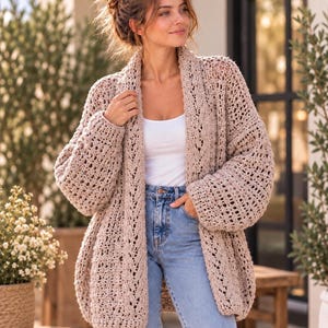 Crochet Cardigan Pattern PDF Beginner XS-5XL  Easy Oversized Raglan Cardigan Winter Instant Download DIY Cozy Pattern Open Front Crochet