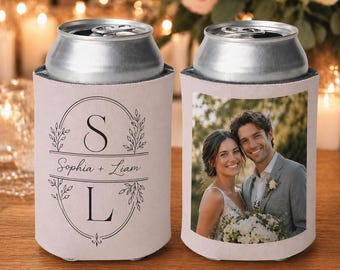 Personalized Wedding Can Cooler, Custom Photo Can Cooler, Beverage Insulators, Beer Huggers, Corporate Events & Special Occasion Favors