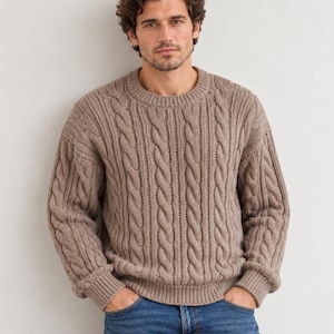 Men's Cable Crochet Sweater Pattern PDF Beginner Friendly Sizes XS-5XL Easy Textured Pullover Instant Acess Cozy Jumper For Winters DIY