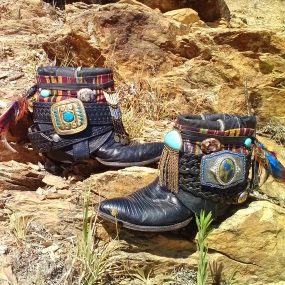 Upcycled Cowboy Boho Boots Custom Vintage Repurposed