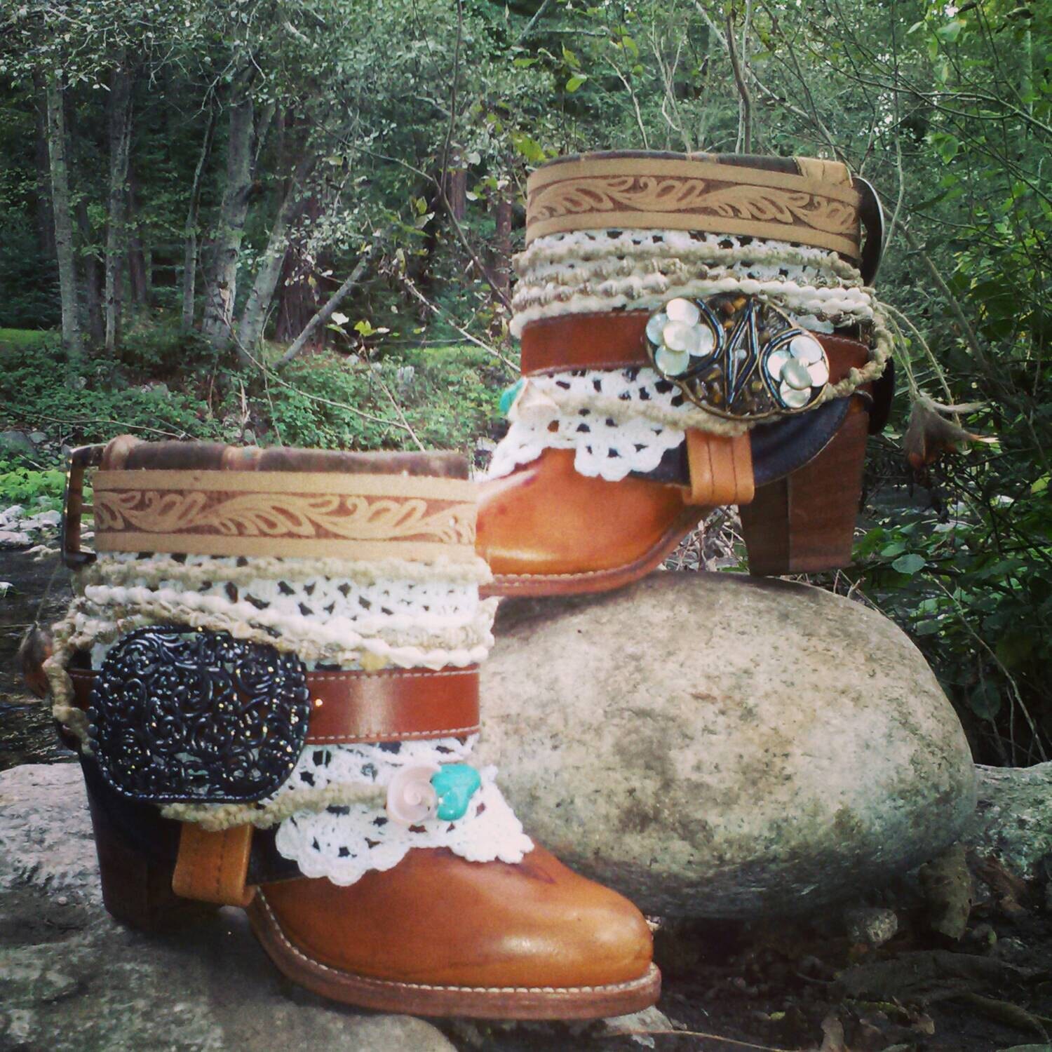 Oregon Trail Custom Upcycled Reworked Repurposed Boots - Etsy