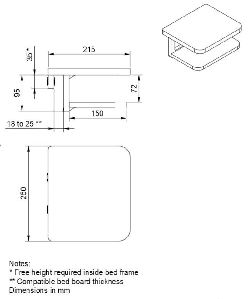 Clip-On Bedside Table | Space-Saving Nightstand | Fits 18–25 mm Boards | Ideal for IKEA Day-beds BRIMNES & HEMNES | Minimalist Design image 9