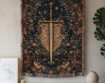 tissée tapisserie épée médiévale | Motif floral vintage de style bohème