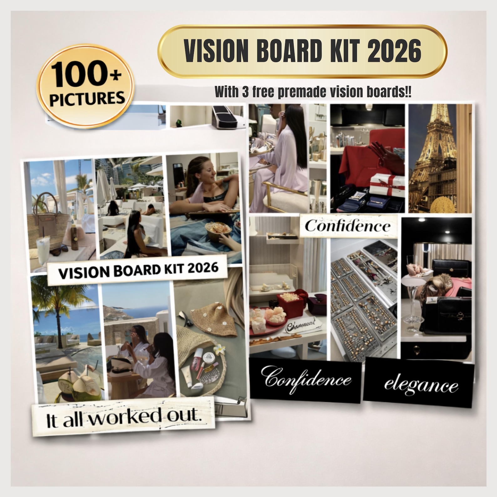 2026 Luxury Vision Board Printable Kit | Cut & Paste Goal Setting for ...