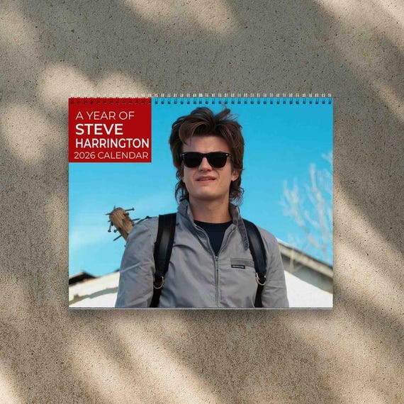 Steve Harrington 2026 Calendar, Fan Art Wall Calendar for Fans, Funny Quotes Monthly Planner, TV Show Inspired Gift, Holiday Present