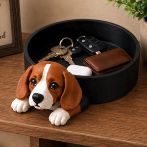 Beagle Catch All Tray, Dog Valet Tray, Beagle Gift, Dog Lover Gift, Pet Lover Desk Decor, Entryway Trinket Dish