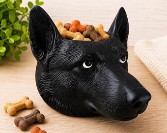 German Shepherd Dog Treat Holder | Dog Bone Storage Bowl | Pet Snack Container | Dog Lover Gift | K9 Treat Jar | German Shepherd Decor