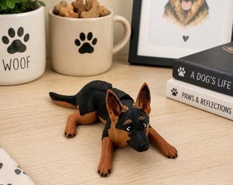 German Shepherd Flexi Toy | Articulated Dog Figure | Flexible Fidget Desk Toy | German Shepherd Gift | Cute Dog Desk Decor