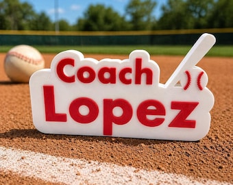Custom Coach Gift | Personalized Baseball Name Plate |  Name Plaque | Baseball Decor | Unique Team Gift