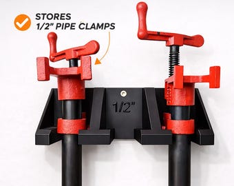 1/2” Pipe Clamp Wall Holder | Heavy Duty Rack | Bar Clamp Storage | Workshop Organizer