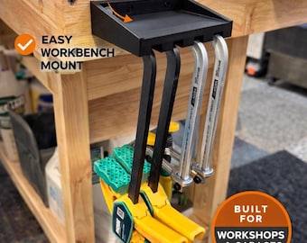 Track Saw Clamp Storage Holder – Shop Organizer for Guide Rail Clamps – Wall Mounted Rack